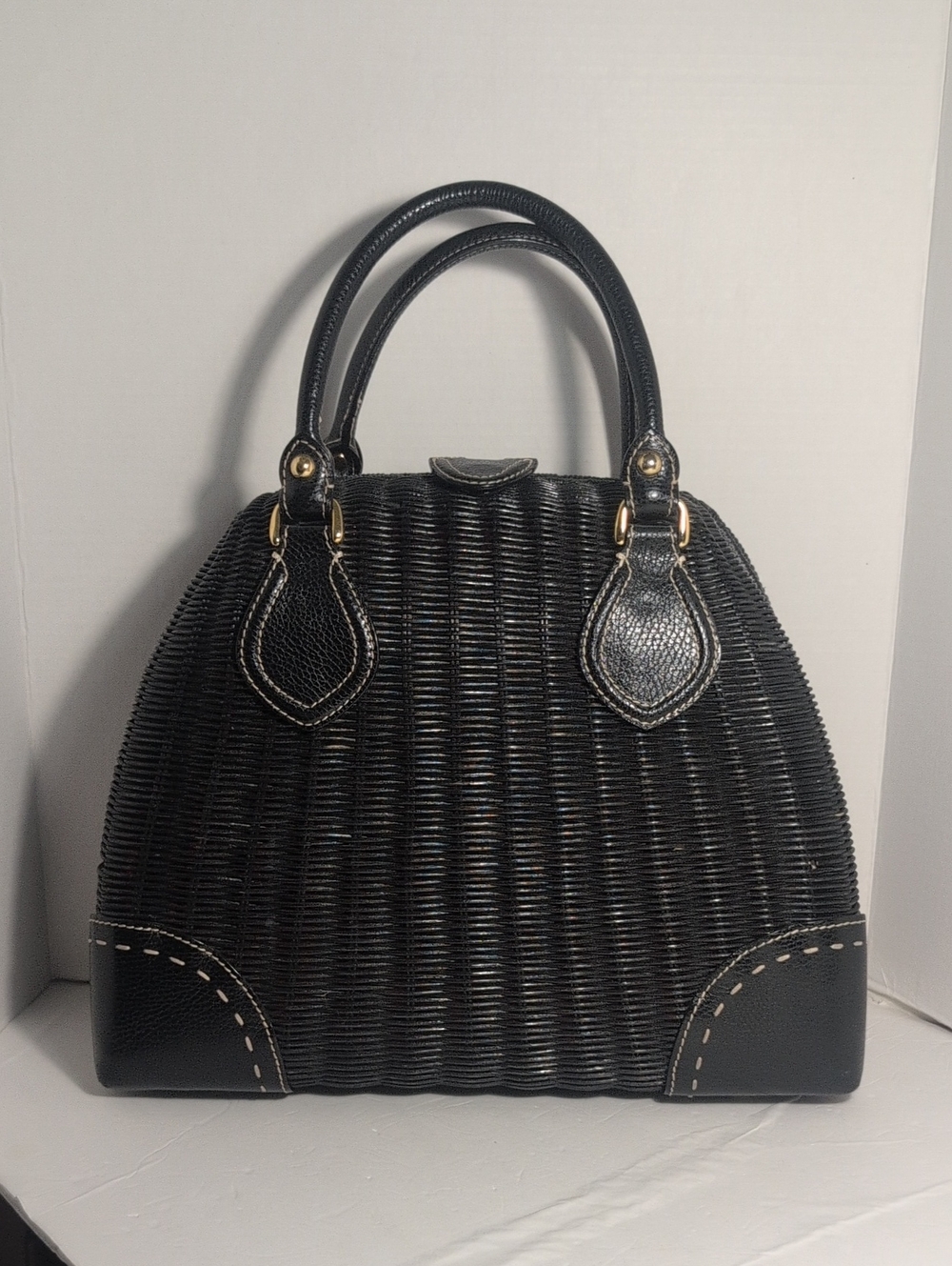 Carlisle Classic Black Woven Top-Handle Women’s Bag